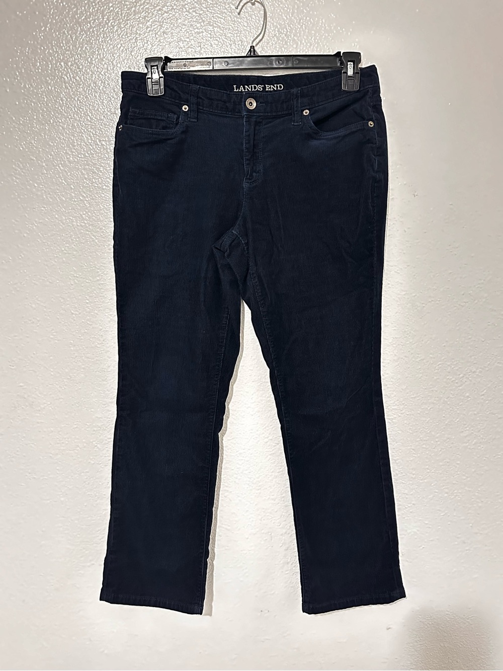 Land’s End Corduroy Pants Women’s 10 Navy Blue Mid Rise Straight Leg Pant
